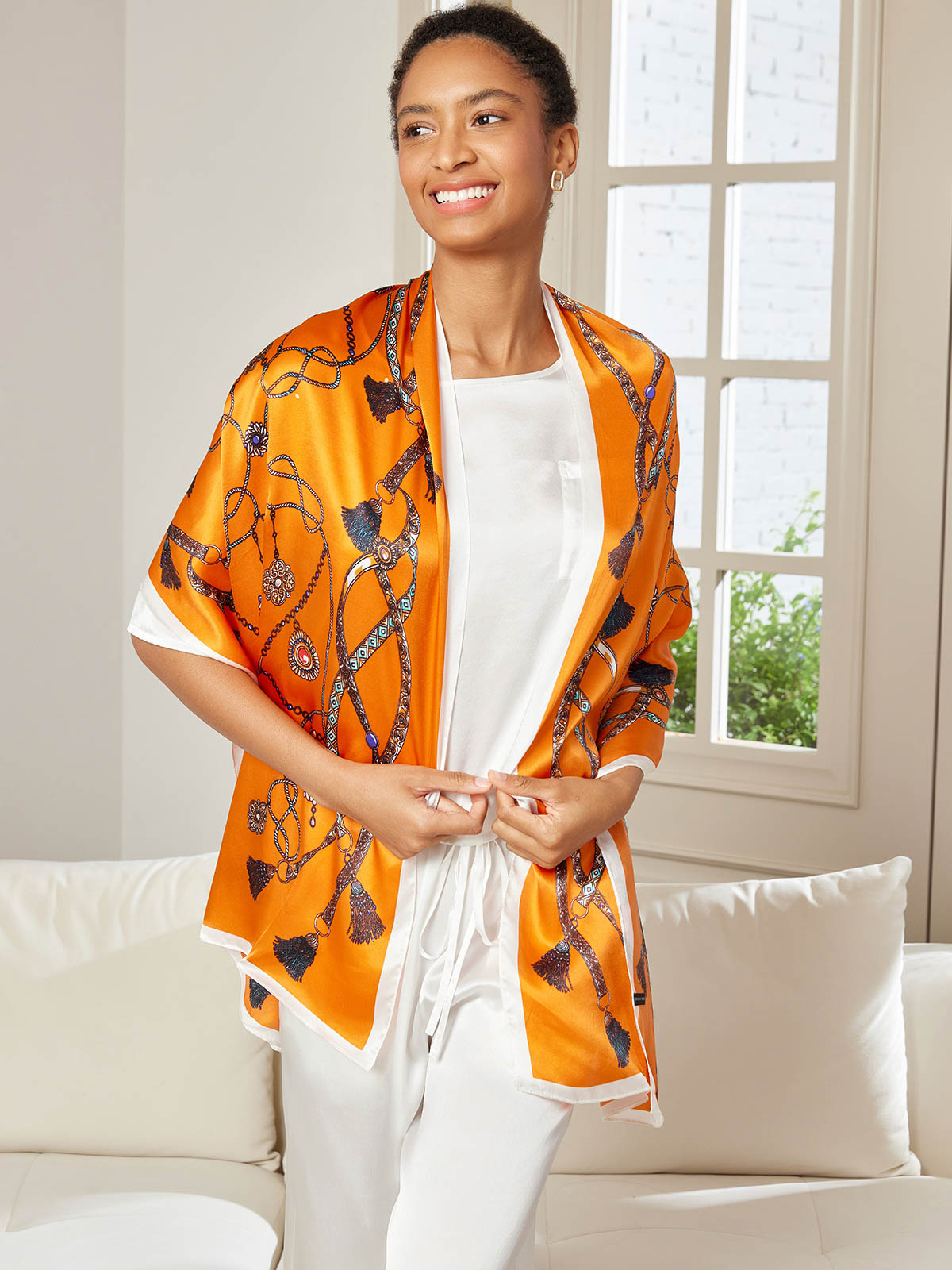 [P018] SilkSilky-CA Pure Silk Scarf 001,