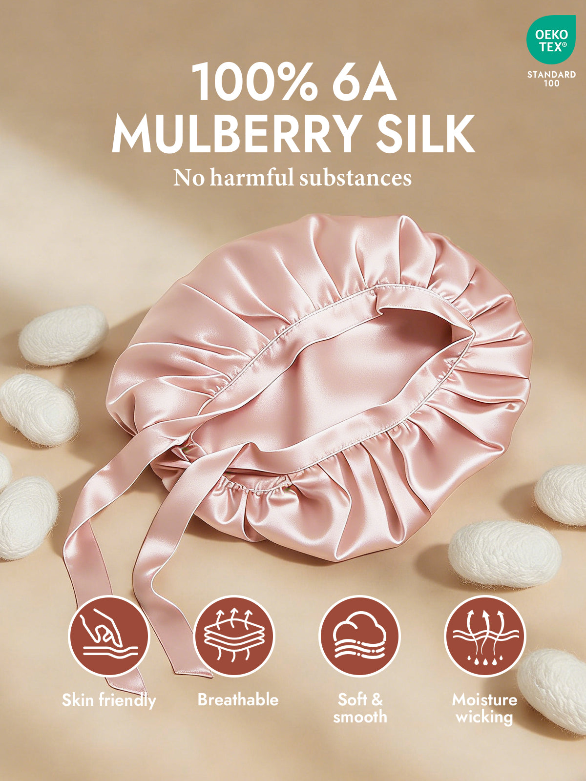 [Pink] SilkSilky-CA Pure Silk Sleep Cap 002