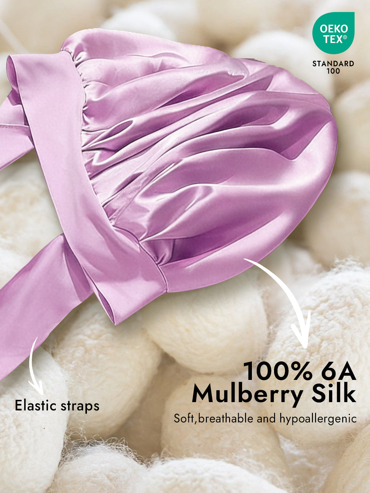 [Lavender] SilkSilky-CA Pure Silk Sleep Cap 002