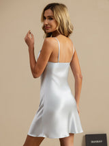 [Light Blue] SilkSilky-CA Spaghetti Strap V Neck Nightgown 002