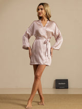 [Pink Heart Geo] SilkSilky-CA Long Sleeve Women's Robe 006