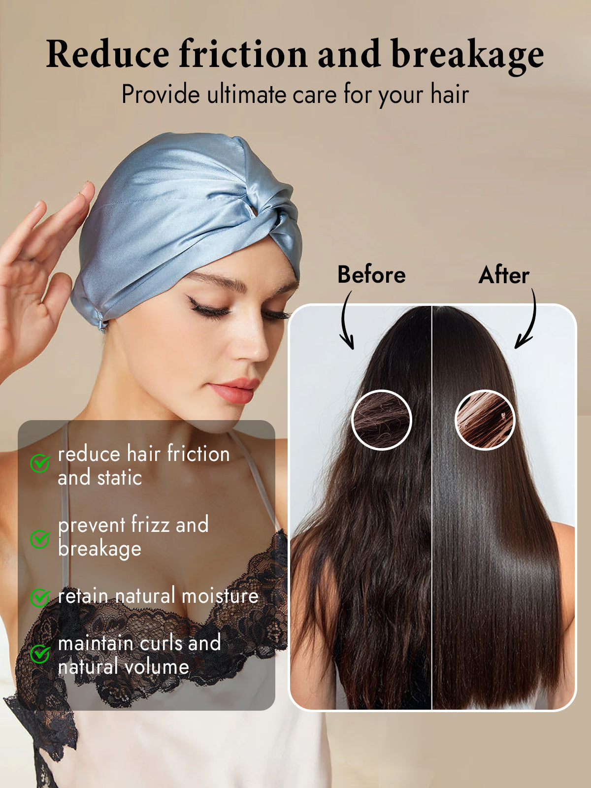 [Steel Blue] SilkSilky-CA Pure Silk Sleep Cap 004