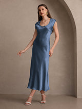 [Real Teal] SilkSilky-CA Cap Sleeve Dress 007