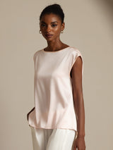 [Pink] SilkSilky-CA Cap Sleeve Round Neck Women's T-Shirt 003