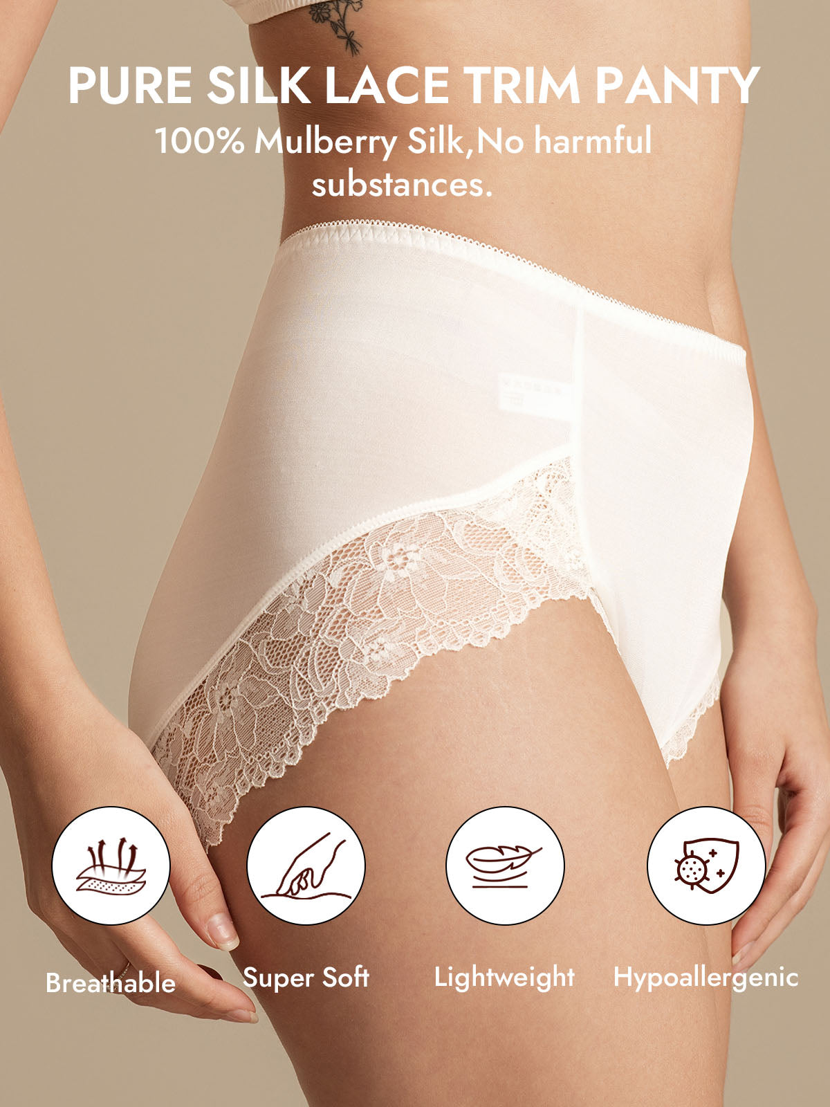 [White] SilkSilky-CA 100% Silk Jersey Panty 003
