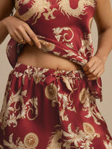 [Wine Dragon] SilkSilky-CA Spaghetti Strap V Neck Camisole Set 006