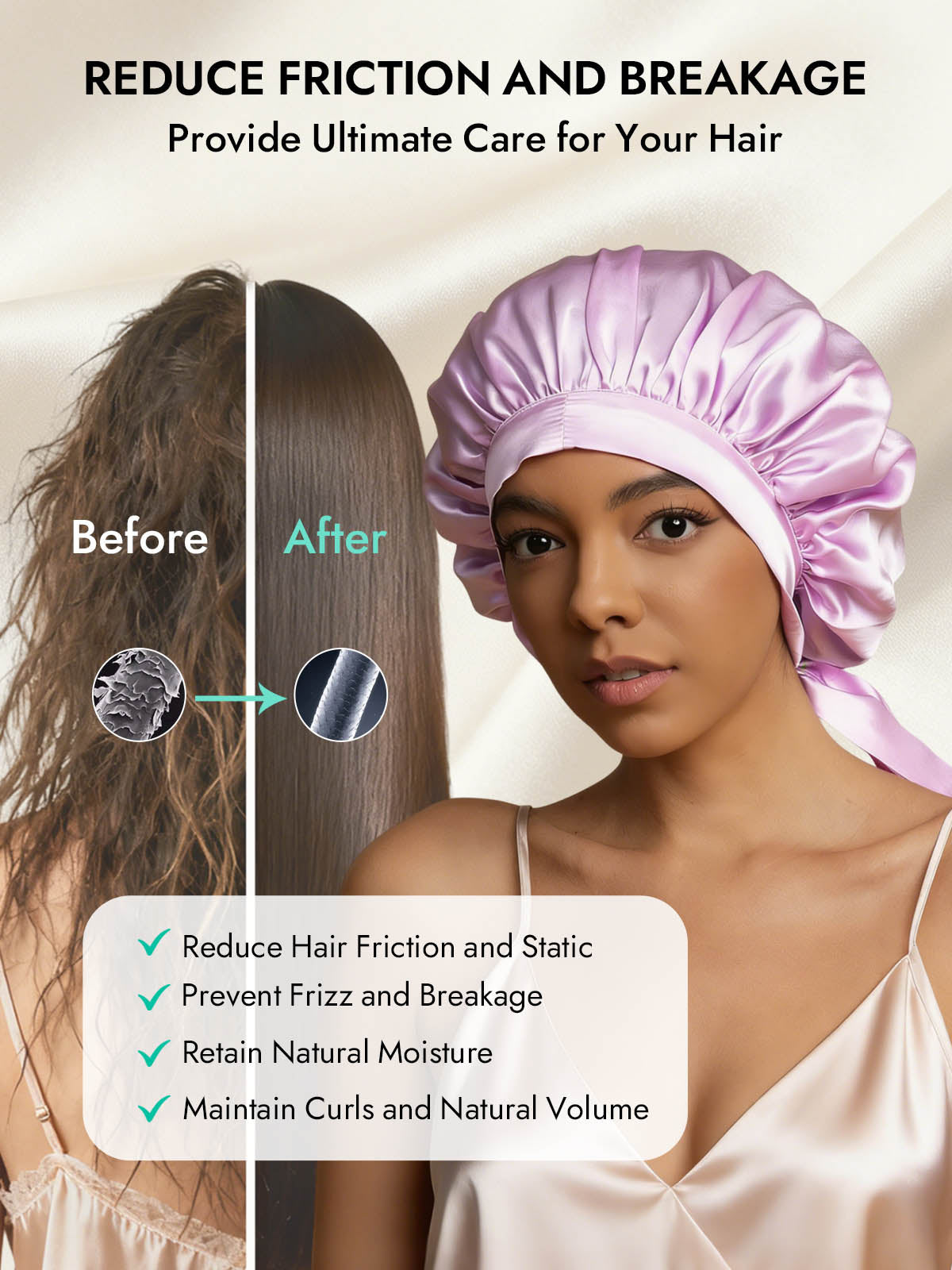 [Lavender] SilkSilky-CA Pure Silk Sleep Cap 003