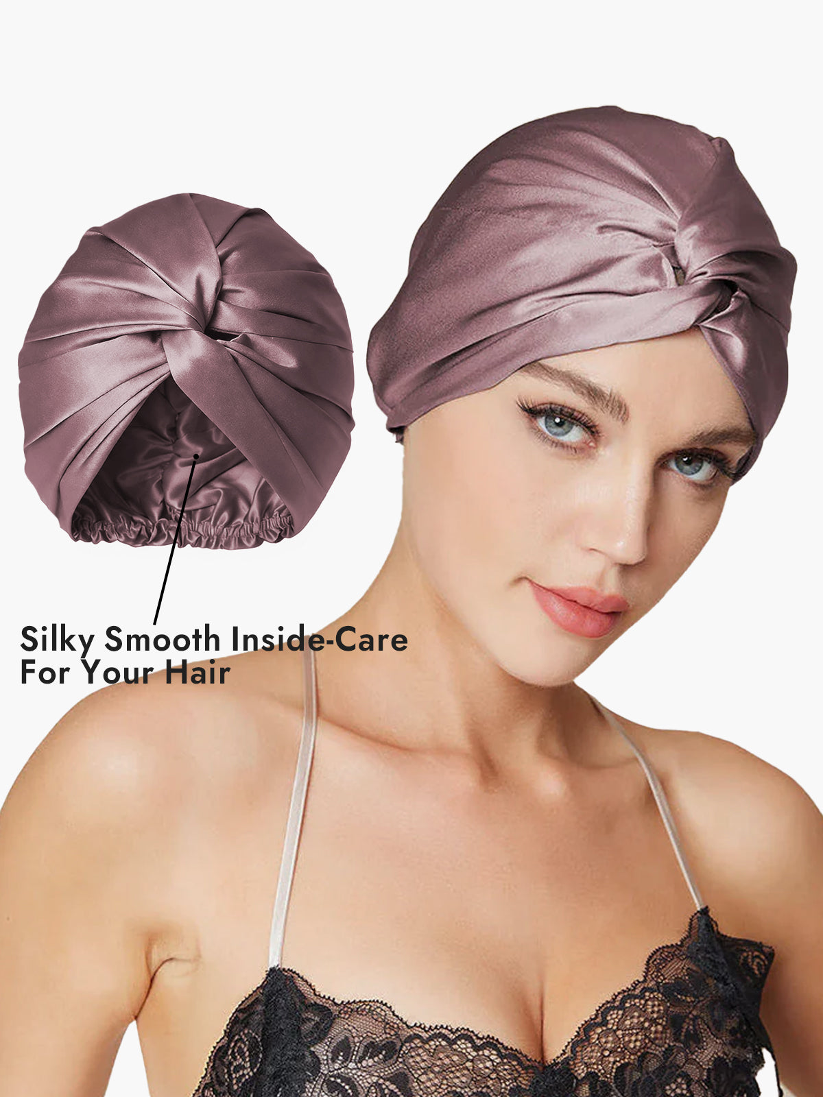 [Pale Mauve] SilkSilky-CA Pure Silk Sleep Cap 002