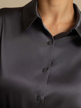 [Dark Gray] SilkSilky-CA Long Sleeve Lapel Collar Women's Shirt 006