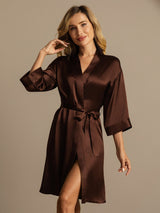 [Coffee] SilkSilky-CA 3/4 Sleeve Women's Robe 004