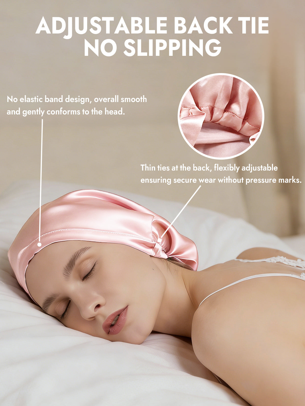 [Light Pink] SilkSilky-CA Pure Silk Sleep Cap 005