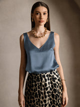 [Real Teal] SilkSilky-CA Sleeveless V Neck Camisole 003