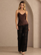 [Brown] SilkSilky-CA Spaghetti Strap V Neck Camisole 006