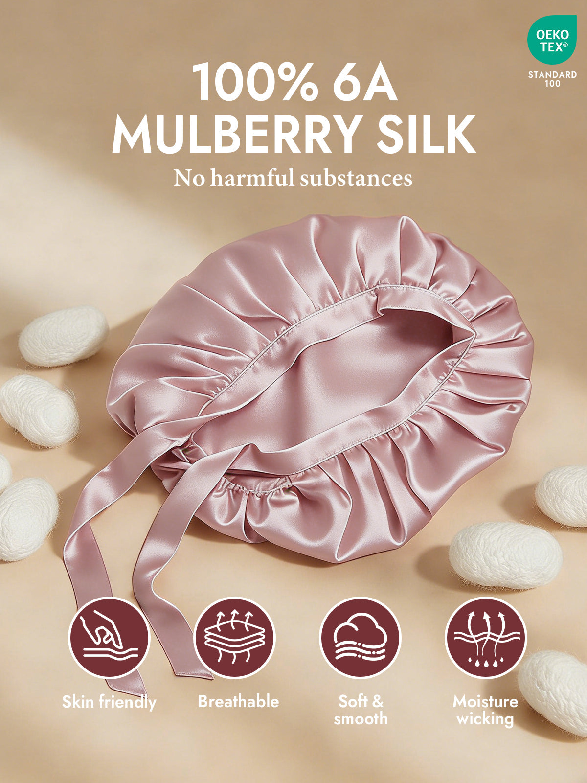 [Pale Mauve] SilkSilky-CA Pure Silk Sleep Cap 002