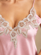 [Light Pink] SilkSilky-CA Spaghetti Strap V Neck Nightgown 004