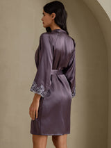 [Purple Gray] SilkSilky-CA 3/4 Sleeve Women's Robe 002