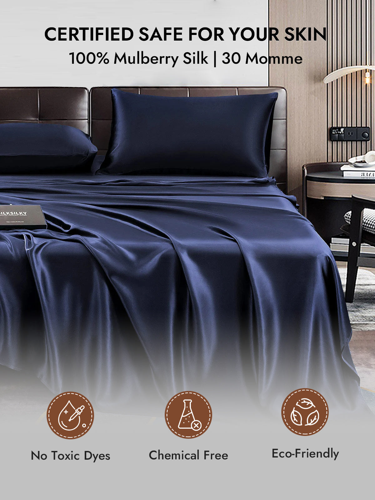 [Dark Blue] SilkSilky-CA 30Momme Pure Silk Pillowcase 007