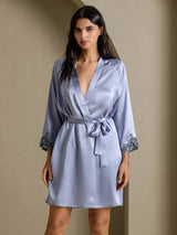 [Steel Blue] SilkSilky-CA 3/4 Sleeve Women's Robe 003