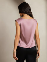 [Pale Mauve] SilkSilky-CA Cap Sleeve Cowl Neck Women's T-Shirt 002