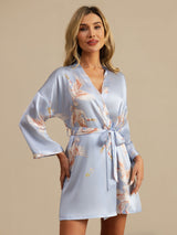 [Light Blue] SilkSilky-CA 3/4 Sleeve Women's Robe 001