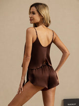 [Brown] SilkSilky-CA Spaghetti Strap Camisole Set 002