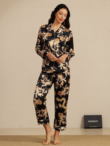 [Black Dragon] SilkSilky-CA Long Sleeve Lapel Collar Women's Pajamas 006
