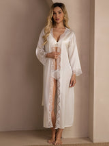 [White] SilkSilky-CA 3/4 Sleeve Womens Robe 007