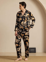[Black Dragon] SilkSilky-CA Long Sleeve Lapel Collar Men's Pajamas 006
