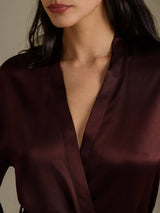 [Brown] SilkSilky-CA Long Sleeve Women's Robe 005