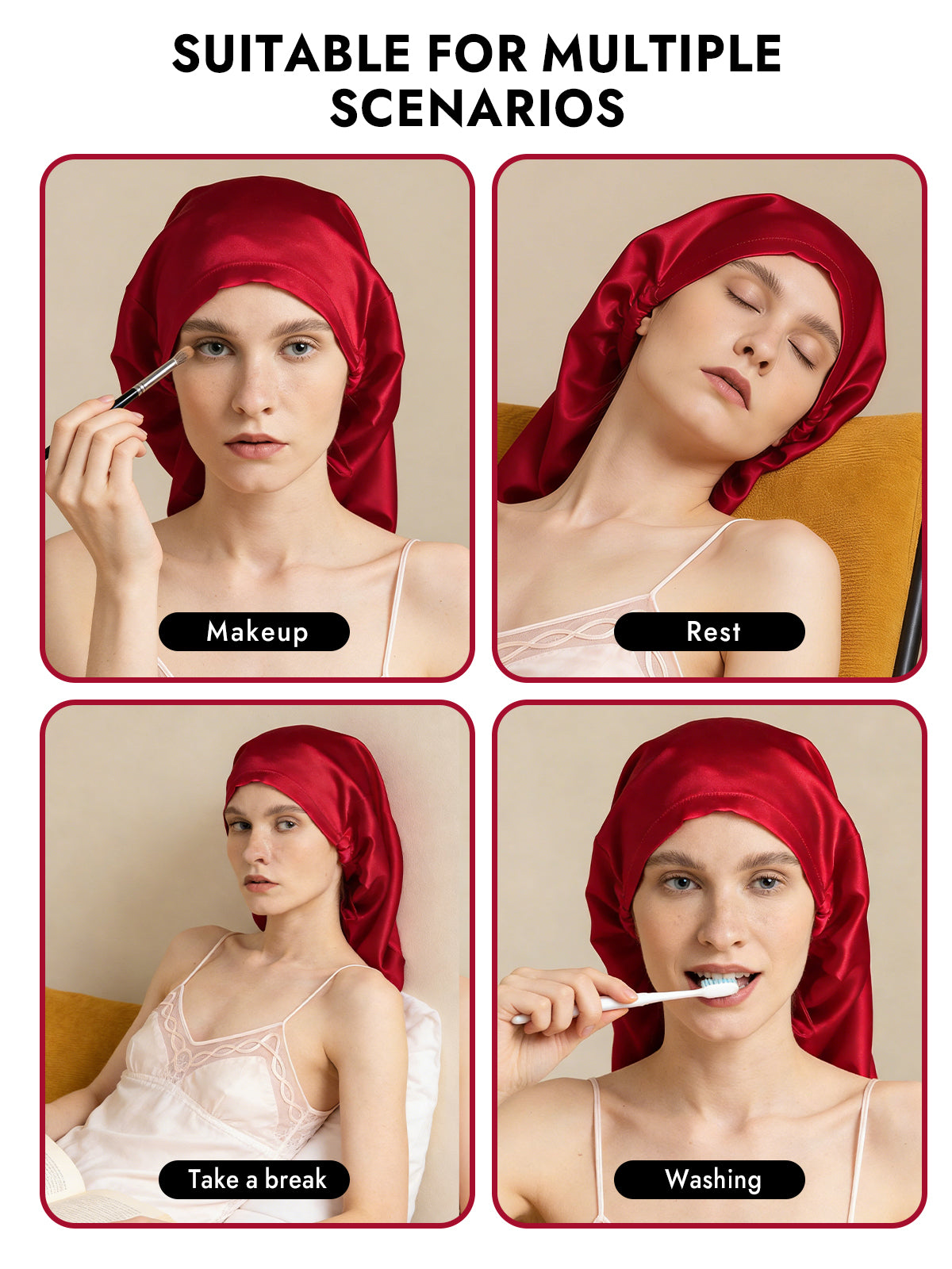 [Wine] SilkSilky-CA Pure Silk Sleep Cap 007