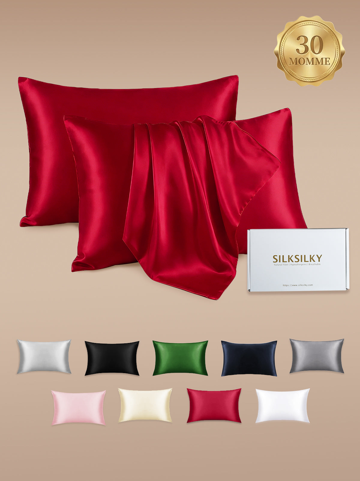 [Wine] SilkSilky-CA 30Momme Pure Silk Pillowcase 001