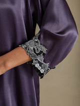 [Purple Gray] SilkSilky-CA 3/4 Sleeve Women's Robe 004