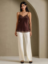 [Brown] SilkSilky-CA Spaghetti Strap V Neck Camisole 008