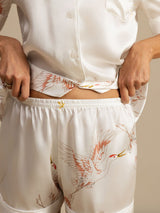[White] SilkSilky-CA Short Sleeve Lapel Collar Women's Pajamas 005