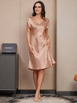 [Tuscany] SilkSilky-CA Cap Sleeve V Neck Nightgown 003