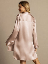[Tuscany] SilkSilky-CA Long Sleeve Lapel Collar Nightshirt 002