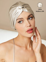 [Beige] SilkSilky-CA Sleep Cap 001