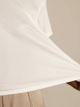 [White] SilkSilky-CA 100% Silk Jersey Short Sleeve Round Neck Women's T-Shirt 005