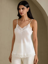 [White] SilkSilky-CA Spaghetti Strap V Neck Camisole 006