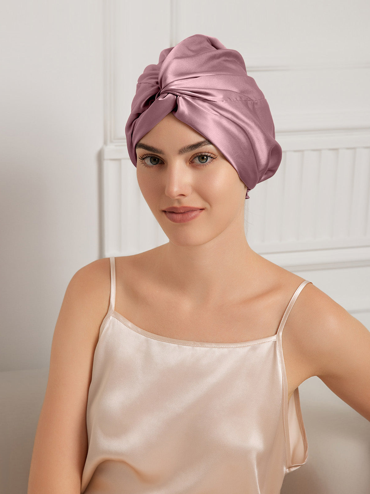 [Pale Mauve] SilkSilky-CA 22Momme Pure Silk Sleep Cap 001