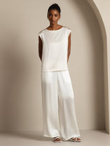 [White] SilkSilky-CA Cap Sleeve Round Neck Women's T-Shirt 009