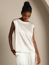 [White] SilkSilky-CA Cap Sleeve Round Neck Women's T-Shirt 007