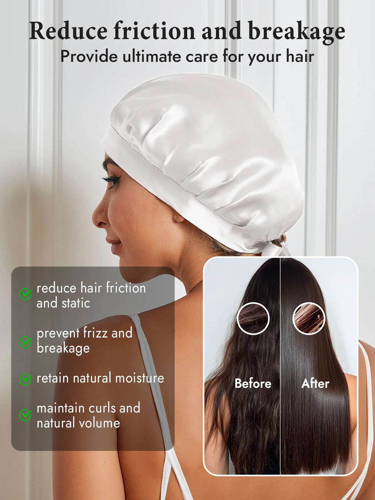 [White] SilkSilky-CA Pure Silk Sleep Cap 004