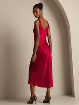 [Wine] SilkSilky-CA Sleeveless Scoop Neck Dress 002