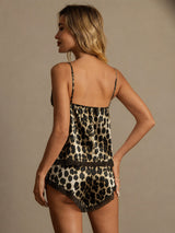 [Leopard] SilkSilky-CA Spaghetti Strap V Neck Camisole Set 002