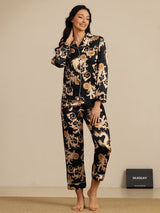 [Black Dragon] SilkSilky-CA Long Sleeve Lapel Collar Women's Pajamas 008