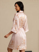 [Pink] SilkSilky-CA 3/4 Sleeve Women's Robe 002