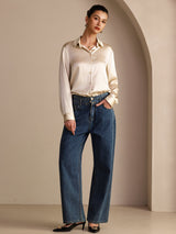 [Brown Rice] SilkSilky-CA Long Sleeve Lapel Collar Women's Shirt 006