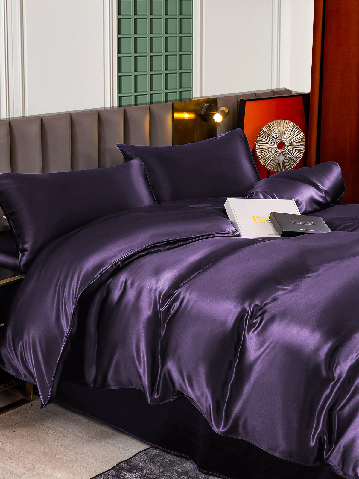 [Deep Purple] SilkSilky-CA 22Momme Pure Silk Bedding Set 005,