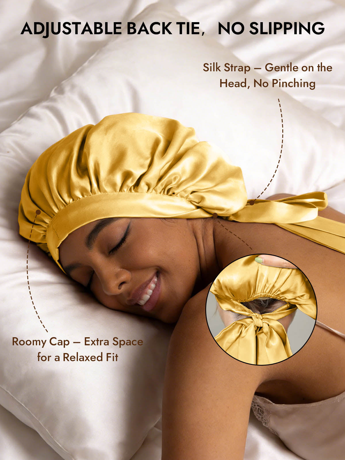[Champagne] SilkSilky-CA Pure Silk Sleep Cap 004
